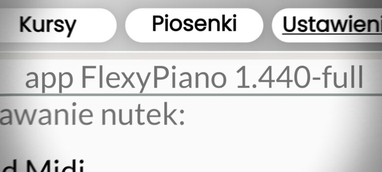 Sprawdzenie wersji aplikacji Flexy Piano